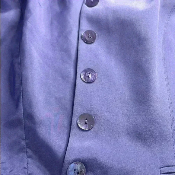 Maggy London 100% Silk Size 10 Purple Classic Jacket Faux Pockets - Picture 10 of 13